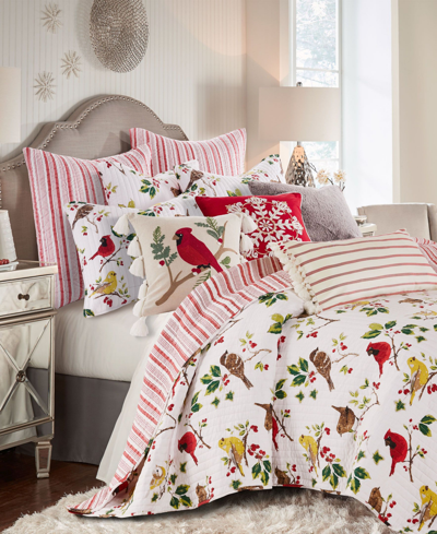 Levtex Joybirds Watercolor Etched Reversible Quilt, Full/queen In Red