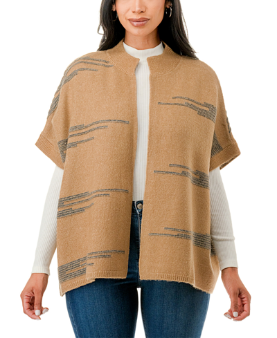 Marcus Adler Knit Stripe Topper Scarf In Tan