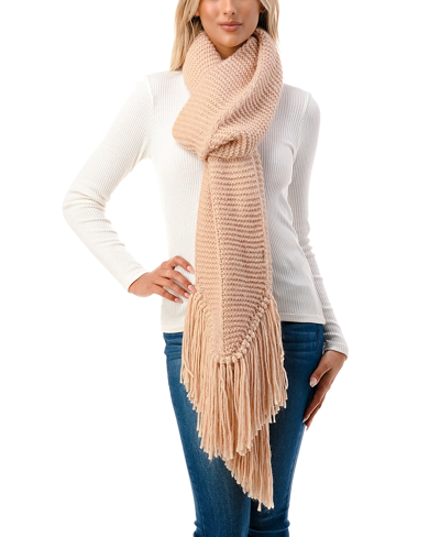 Marcus Adler Women's Ultra Soft Fringe-trim Winter Scarf In Blush