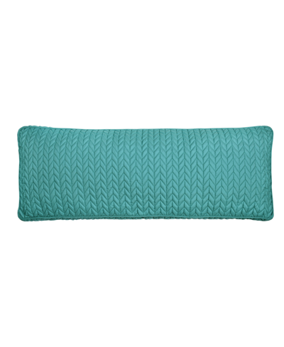 J By J Queen Cayman Quilted Decorative Pillow, 14" X 40" In Turquoise