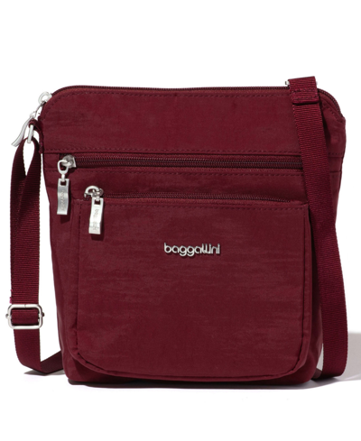 Baggallini Pocket Small Crossbody With Rfid Wristlet In Dark Cherry