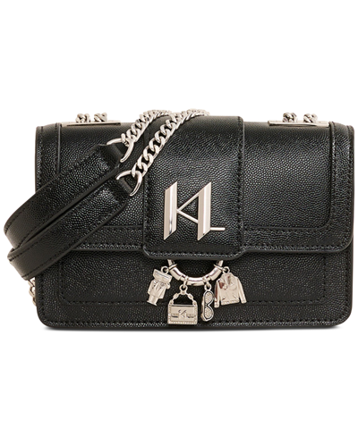 Karl Lagerfeld Corinne Leather Shoulder Bag In Black,silver