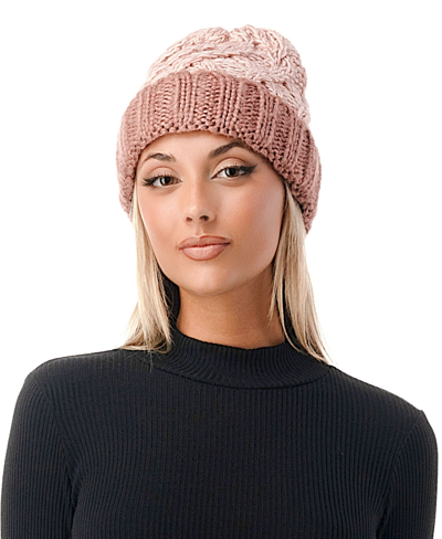 Marcus Adler Women's Chunky Marled Cable Knit Beanie In Rose
