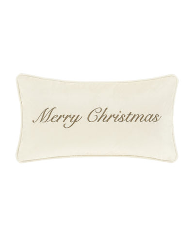 J Queen New York Merry Christmas Boudoir Decorative Pillow, 11" X 20" In Winter White