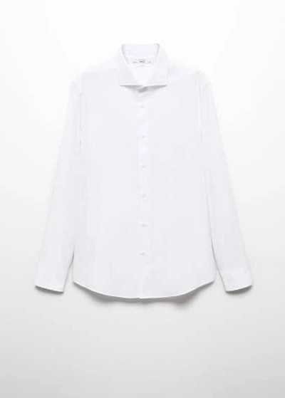 Mango Man Slim-fit Micro-print Twill Suit Shirt White
