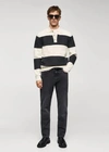 MANGO MAN RIBBED STRIPED KNITTED POLO SHIRT OFF WHITE