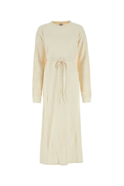 Baserange Off-white Shaw Midi Dress In Beige O Tan