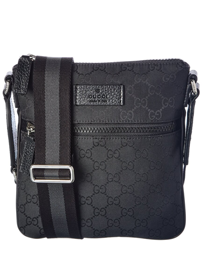 Gucci Small Gg Nylon Messenger Bag In Black