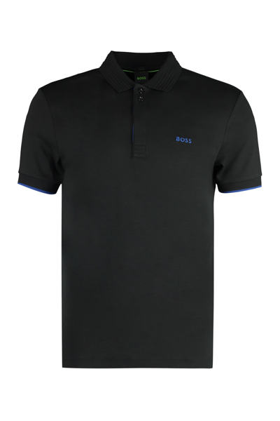 Hugo Boss Cotton-piqué Polo Shirt In Black