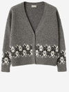 Il Gufo Intarsia Wool Knit Cardigan In Grey