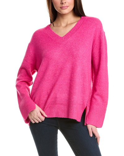 Vince Camuto Contrast Chain Stitch Sweater In Pink