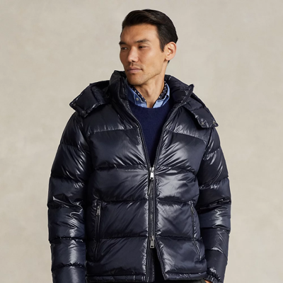 Ralph Lauren The Decker Glossed Down Jacket In Collection Navy Glossy