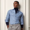 Ralph Lauren Purple Label Men's Brushed Linen Long-sleeve Sport Shirt In Supply Blue
