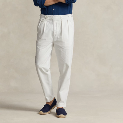Ralph Lauren Slim Tapered Fit Pleated Twill Pant In White