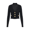 BALMAIN V-NECK 2 POCKETS KNIT CROPPED CARDIGAN