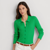 Ralph Lauren Rib-knit Long-sleeve Polo Cardigan In Green Topaz