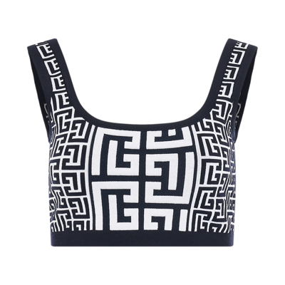 Balmain Monogram Knit Bra Top