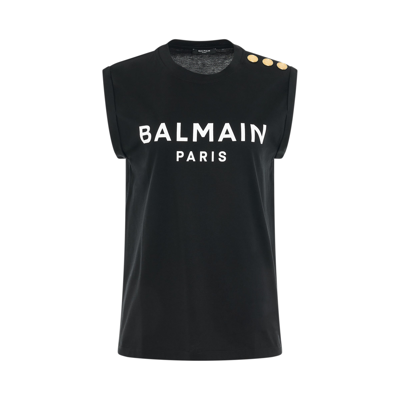 BALMAIN 3 BUTTONS LOGO TANK TOP