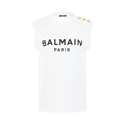 BALMAIN 3 BUTTONS LOGO TANK TOP