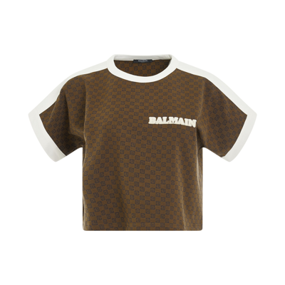 Balmain Brown Mini Monogram T-shirt