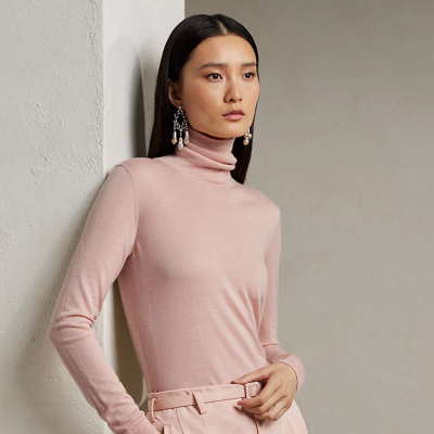 Ralph Lauren Cashmere Turtleneck Sweater In Blush