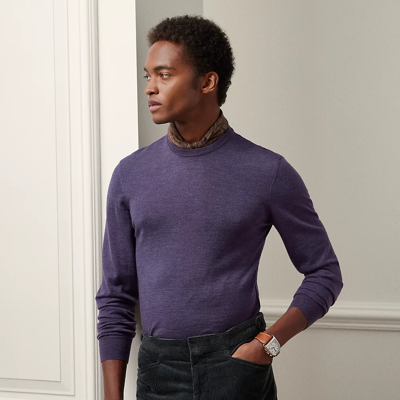 Ralph Lauren Purple Label Men's Cashmere Crewneck Jumper In Purple Thistle Melange