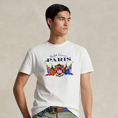 Ralph Lauren Classic Fit Jersey Graphic T-shirt In Classic Oxford White