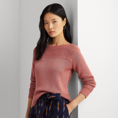 Lauren Ralph Lauren Cotton-blend Boatneck Sweater In Pink Mahogany