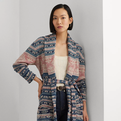 Lauren Ralph Lauren Geo-motif Belted Linen-cotton Cardigan In Multi