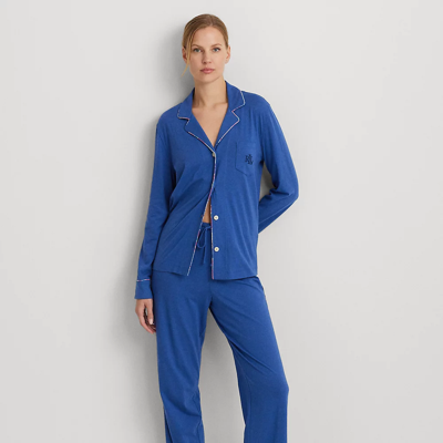 Lauren Petite Cotton-blend Jersey Sleep Set In Blue