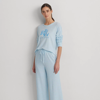 Lauren Ralph Lauren Striped Cotton-blend Jersey Pajama Set In Blue Stripe