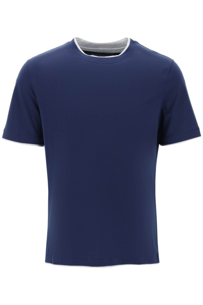 Brunello Cucinelli Layered-effect T-shirt In Blue