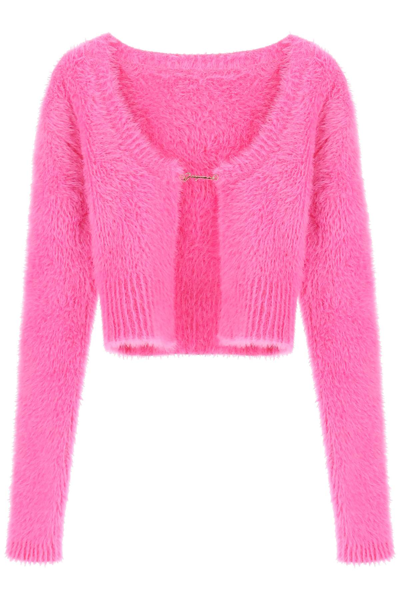 Jacquemus La Maille Neve Cropped Top In Fuchsia