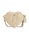 Coach Heart Crossbody With Quilting In Brass/ivory