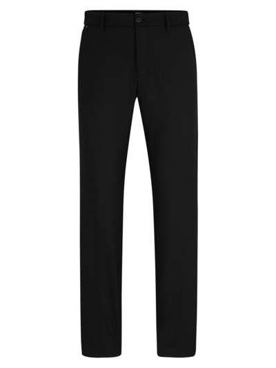 Hugo Boss Men's Slim-fit Trousers In Micro-pattern Performance-stretch Fabric In Black