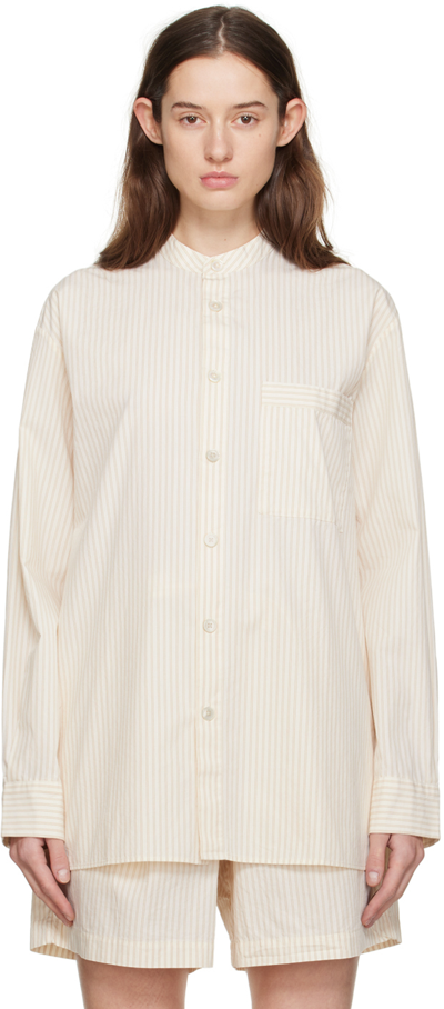 Tekla Off-white Birkenstock Edition Pyjama Shirt In Wheat Stripes