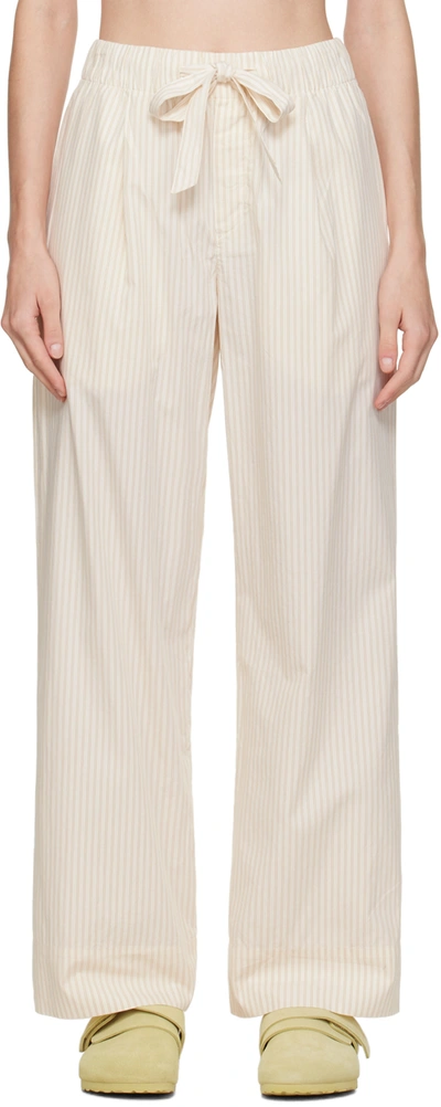 Tekla Off-white Birkenstock Edition Pyjama Pants In Wheat Stripes