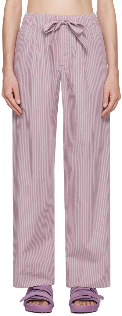 Tekla Purple Birkenstock Edition Pyjama Pants In Mauve Stripes