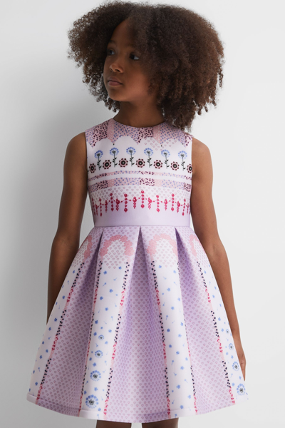 Reiss Kids' Lana - Lilac Senior Scuba Floral Print Dress, Uk 9-10 Yrs