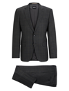 Hugo Boss Slim-fit Suit In Checked Stretch Wool In Grey