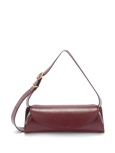 Jil Sander Small Cannolo Leather Shoulder Bag In Red