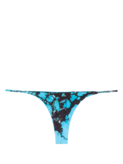 Louisa Ballou Mini Ring Abstract-print Bikini Bottoms In Blue