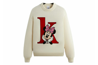 Pre-owned Kith X Disney Mickey & Friends Minnie K Crewneck Sweater Sandrift In Sandrift Ph