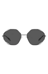 Tory Burch Cut-out Metal & Plastic Oval Sunglasses In Gunmetal