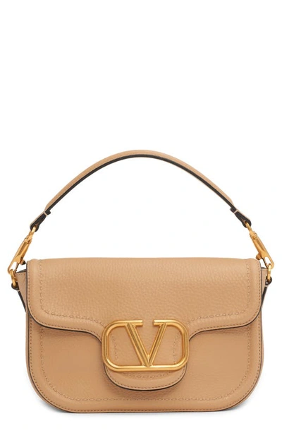 Valentino Garavani Loco Vlogo Flap Leather Shoulder Bag In Cappuccino