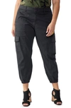 Sanctuary Rebel Crop Stretch Cotton Pants In Obsidian