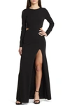 LULUS LULUS GOING FOR THE WOW SIDE SLIT LONG SLEEVE GOWN