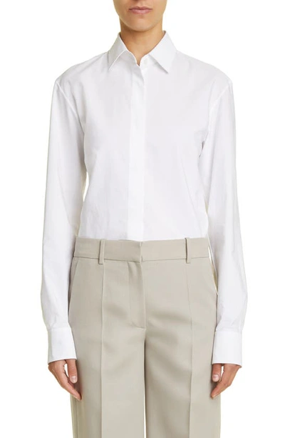 The Row Derica Cotton And Cashmere Drill Shirt In White