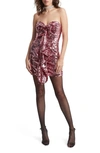 Bardot Yolanda Sequin Ruffle Strapless Cocktail Minidress In Lili Pink