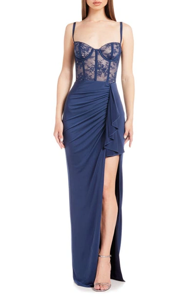 Katie May Women's Willow Bustier Draped Gown In Deep Sea